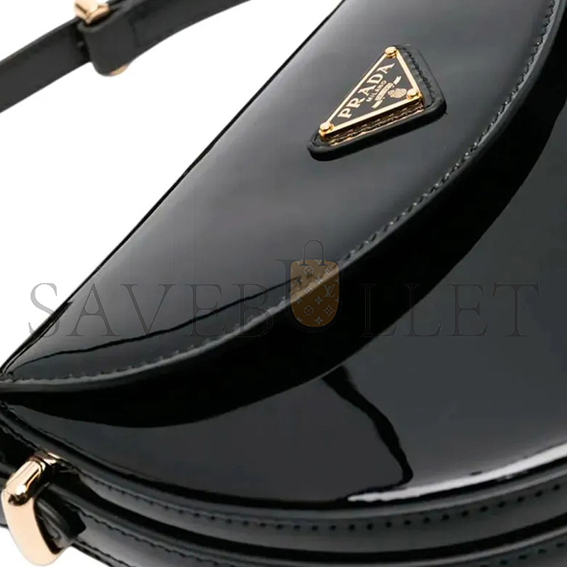 PRADA PATENT LEATHER CROSSBODY SADDLE BAG 1BA349  (21*17*6cm) 